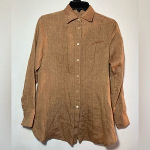Loro Piana 100% Linen/Flax Made in Italy Button Down Collared Shirt Size Small